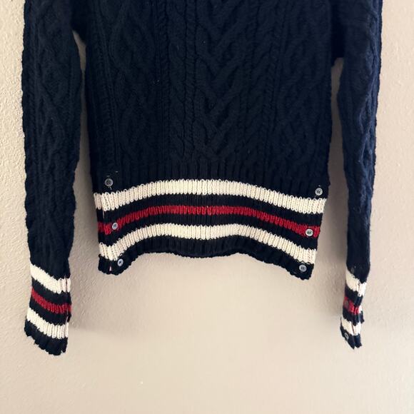 Thom Browne Navy Mohair Aran Turtleneck Sweater - Picture 8 of 8